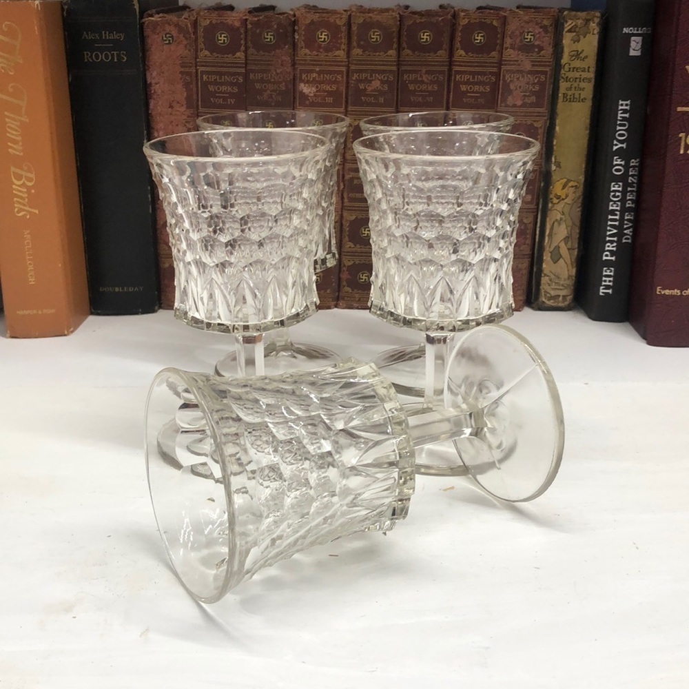 0491 Vintage Set of 5 Glass Goblet
